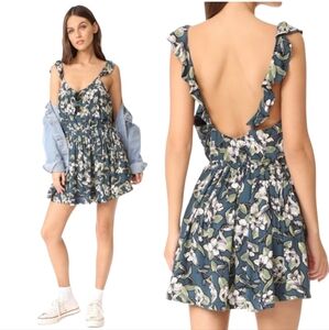 Free People Flutter Strap Floral Mini Dress In Blue Size XSmall
